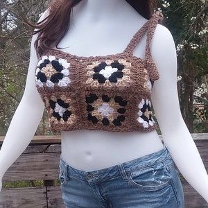 New hand made crochet granny square top